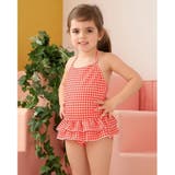ギンガムチェック柄二段フリルワンピースKIDSキッズ子供用水着(水着 キッズ ス… | GRAXIA | 詳細画像15