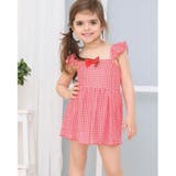 ワンポイントリボンギンガムチェック柄ショルダーフリルKIDSキッズ子供用水着 | GRAXIA | 詳細画像11