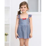 ワンポイントリボンギンガムチェック柄ショルダーフリルKIDSキッズ子供用水着 | GRAXIA | 詳細画像24