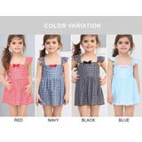 ワンポイントリボンギンガムチェック柄ショルダーフリルKIDSキッズ子供用水着 | GRAXIA | 詳細画像4