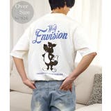 オフホワイト-ウルフ | ワイド Tシャツ サガラ刺繍 Tシャツ 半袖 アニマル ロゴ キャラクターT | GROOVY STORE