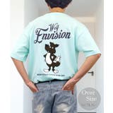 ミント-ウルフ | ワイド Tシャツ サガラ刺繍 Tシャツ 半袖 アニマル ロゴ キャラクターT | GROOVY STORE
