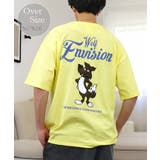 イエロー-ウルフ | ワイド Tシャツ サガラ刺繍 Tシャツ 半袖 アニマル ロゴ キャラクターT | GROOVY STORE