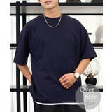 ネイビー | Tシャツ半袖 レイヤード風Tシャツ ジョーゼット | GROOVY STORE