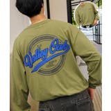 オリーブ | 【ワイド】サークル サガラ刺繍 ロンt 長袖Tシャツ ワンポイント | GROOVY STORE