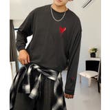 ハート 2か所刺繍 長袖Tシャツ 白 黒 Tシャツ | GROOVY STORE | 詳細画像25 