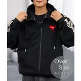 ボリューム袖 ハート ワイド ジップパーカー サイドライン モードグラフィック | GROOVY STORE | 詳細画像1 