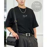 ブラック-3 | 刺繍 ワンポイント Tシャツ半袖 T ロゴ ワイド  | GROOVY STORE