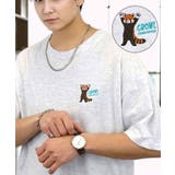 シロ杢-レッサーパンダ | 刺繍 ワンポイント Tシャツ半袖 T ロゴ ワイド  | GROOVY STORE