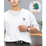 シロ杢-シロクマ | 刺繍 ワンポイント Tシャツ半袖 T ロゴ ワイド  | GROOVY STORE