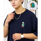 ネイビーシロクマ | 刺繍 ワンポイント Tシャツ半袖 T ロゴ ワイド  | GROOVY STORE
