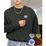 ブラック系-2 | 【ワイド】刺繍 長袖Tシャツ ロンT ワンポイント カジュアル キレイめ | GROOVY STORE