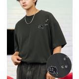 ブラック系-足跡ネコ | 【刺繍】黒猫 ワンポイント Tシャツ半袖 グラフィック クロネコ 足跡 ハート | GROOVY STORE