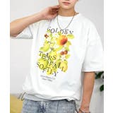 ホワイト‐フルーツ | ルーズフィット グラフィック 半袖Tシャツ 短丈可能 ドロスト | GROOVY STORE