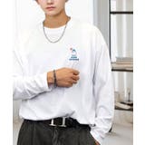 ホワイト-ゴースト | ワイドシルエット ワンポイント長袖Tシャツ ロンT | GROOVY STORE