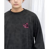 ブラック系-キャット | ワイドシルエット ワンポイント長袖Tシャツ ロンT | GROOVY STORE