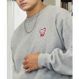 杢グレーハート1 | 刺繍 ワンポイント 裏起毛 スウェットトレーナー | GROOVY STORE