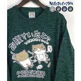 グリーン杢 | 【裏起毛】ねこぶちさん シジラ杢 裏起毛 トレーナー 「お腹すいたニャ」 | GROOVY STORE