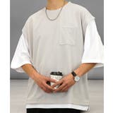 アイスグレー | Tシャツ半袖 レイヤード風Tシャツ ジョーゼット | GROOVY STORE