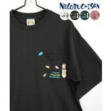 ブラック | ねこぶちさん ポケット 刺繍 | GROOVY STORE