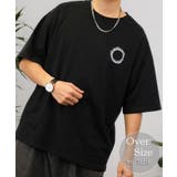 ブラック | 【オーバーサイズ】Tシャツ半袖 刺繍 Tシャツ ロゴ サークル | GROOVY STORE