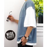 ダスティブルー-9001 ベスト風Tee | Tシャツ半袖 オーバーサイズ ジョーゼット | GROOVY STORE