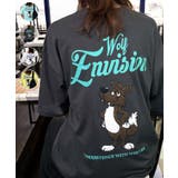 ブラック系-ウルフ | ワイド Tシャツ サガラ刺繍 Tシャツ 半袖 アニマル ロゴ キャラクターT | GROOVY STORE