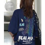 ネイビー-1 | 【オーバーサイズ】Tシャツ半袖 立体プリント バックプリント | GROOVY STORE