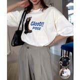 オフホワイト-レッサーパンダ | ワイド Tシャツ サガラ刺繍 Tシャツ 半袖 アニマル ロゴ キャラクターT | GROOVY STORE