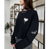 ハート 2か所刺繍 長袖Tシャツ 白 黒 ロンT | GROOVY STORE | 詳細画像2