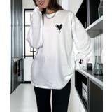 ハート 2か所刺繍 長袖Tシャツ 白 黒 ロンT | GROOVY STORE | 詳細画像11