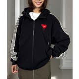 ボリューム袖 ハート ワイド ジップパーカー サイドライン モードグラフィック | GROOVY STORE | 詳細画像3 