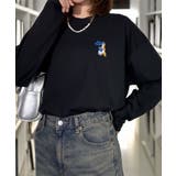ブラック-3 | 【ワイド】刺繍 長袖Tシャツ ロンｔワイド ワンポイント  | GROOVY STORE