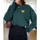 グリーン-2 | 【ワイド】刺繍 長袖Tシャツ ロンｔワイド ワンポイント  | GROOVY STORE