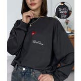 ブラック系-ハート | グラフィック プリント ロンｔ モード 長袖Tシャツ | GROOVY STORE