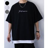 ブラック-9002 ワンポイントTee | 【オーバーサイズ】Tシャツ半袖 レイヤード風Tシャツ ジョーゼット | GROOVY STORE