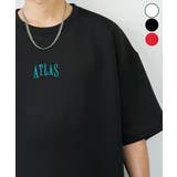 ブラック | ワイドシルエットストレッチバックプリント半袖TシャツATRAS #ロゴ T | GROOVY STORE