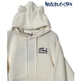 アイボリー | 猫渕さん ふわふわ フリース 猫耳付き 裏起毛 パーカー | GROOVY STORE