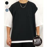 ブラック-9001 ベスト風Tee | Tシャツ半袖 オーバーサイズ #無地 | GROOVY STORE
