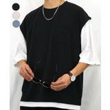 ブラック | Tシャツ半袖 レイヤード風Tシャツ ジョーゼット | GROOVY STORE