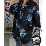 ブラック×ブルー | 【ビッグシルエット】グラフィック シャツ | GROOVY STORE