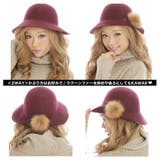 ボルドー | リッチでカワイイ↑ファーがワンポイント♪リアルラクーンファー付き中折れハット | Growing Rich
