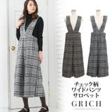 チェック柄ワイドパンツサロペット | Growing Rich | 詳細画像1