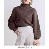 ブラウン | ぽわん袖もちもちリブニット ニット レディース | Growing Rich