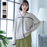 配色パイピングＶネックニット トップス ニット | Growing Rich | 詳細画像1 