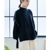 ブラック | ハンドステッチケーブルニット トップス ニット | Growing Rich