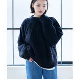 ブラック | アーチ編みニット トップス ニット | Growing Rich