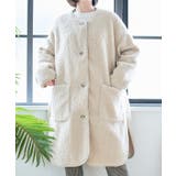 アイボリー | ノーカラーパイピングボアコート アウター ノーカラー | Growing Rich