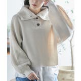 アイボリー | 襟ボタン付きタートルネックドルマンニット トップス ニット | Growing Rich