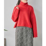 レッド | 天竺編みショートタートルニット ニット ショート丈 | Growing Rich